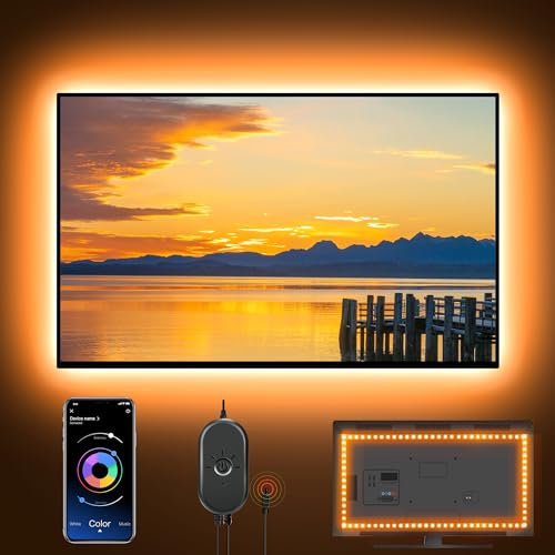 Mexllex LED TV Backlights USB Powered for 32 Inch-60 Inch TV, Color Changing LED Strip Lights with Remote and APP Control, Mirror,PC, Sync to Music, Bias Lighting,RGB LED Strip