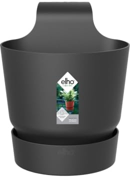 Elho Greenville Easy Hanger 20.0cm Diameter Flower Pot for Balcony Diameter 20cm x Height 23.7cm Living Black