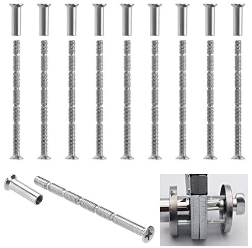 cutefly Kinderbettschrauben und -bolzen, verchromte Schrauben, lange Steckschrauben, Türgriff-Befestigungsschrauben, vernickelte M4-Schrauben für Innen- und Außenmöbel, fest (10), Silber, 6 x 0,7 x