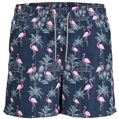 JACK & JONES Men's Swim Shorts Big & Tall Elasticated Drawstring Waist with Pockets Beach Summer, Navy Blazer Colour, UK Size XXL