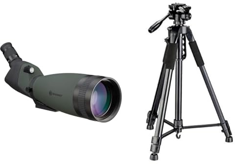 Bresser Pirsch 25-75x100 45° Longue Vue & Trépied Traveler F002022 TR-682AN avec tête panoramique 3 Voies Noir 180 cm