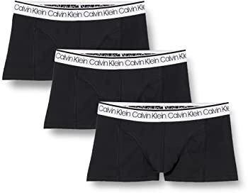 Calvin Klein mäns låg stigning bagageutrymme (paket med 3), Svart (svart med vit wb), L
