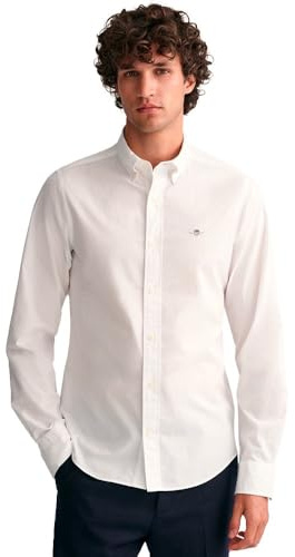 GANT Slim Poplin skjorta för män, Vit, XXL