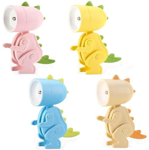 HENGBIRD 4 Pcs Tier LED Nachtlicht für Kinder Warmweiß, Tier lampe, Mini Nachtlicht Kinder, Cute Night Light, Nachtlampe Kawaii Tischlampe Deko Lampe Batterie Nachttischlampe (Braun Blau Rosa Gelb)