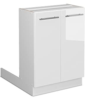 Vicco Kücheninsel Fame-Line, Weiß Hochglanz, 60 cm | MDF-Front · 1 Einlegeboden · Höhenverstellbare Füße · Metallgriffe · Soft-Close