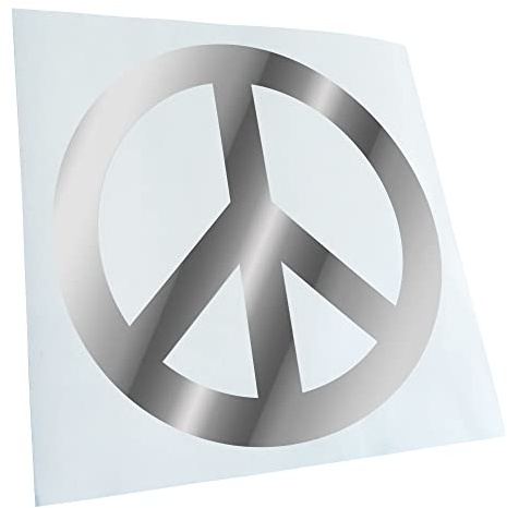 Kiwistar - Autoaufkleber - Chrom - 50x50cm Peace - Heckscheibe Auto Aufkleber wetterfest für Kfz LKW Mofa Truck - Sticker außen selbstklebend Tuning Zubehör für Fenster Fahrzeug Scheibe