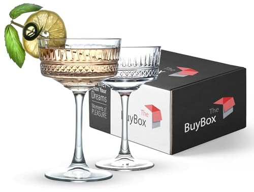 the mask el turko Vintage Coupe Glasses Set of 4, Champagne, Cocktail, Martini, Wine Glasses, Long Stem Glassware, (8.8oz/260ml) (2 Pack)