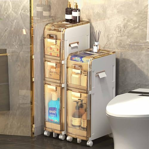 Schmale Badezimmer-Aufbewahrung, Toilettenpapierhalter, Ständer, Badezimmer-Toilettenhandtuch-Organizer, kleine Schränke für kleine Räume, weiß