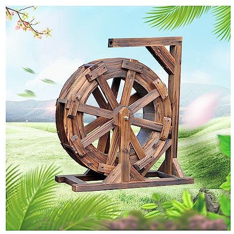 Fuente de Cascada Rueda de Agua de Madera con Soporte Decoración de Escena de Feng Shui Chino Decorativo Independiente Estanque Ornamental rústico Vintage para jardín, Patio, Porche, Patio (tamaño: