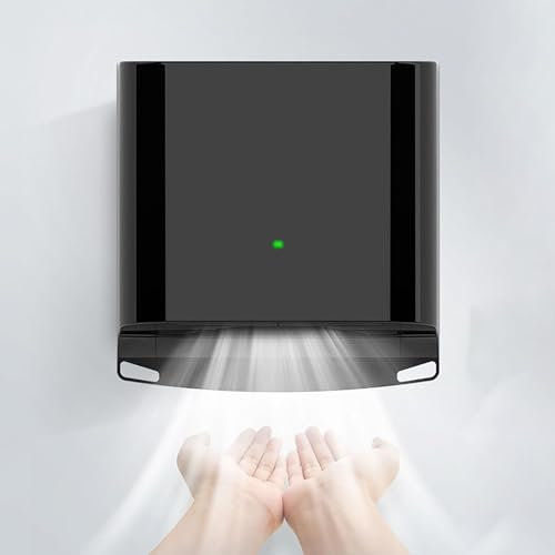 BESTXH Commerciale Asciugamani Elettrici, Asciugamani Automatico, Asciugatura Rapida per 10 Secondi, Montaggio A Parete Asciugatrice Ad Aria Calda, Asciugamani Elettrici,Nero