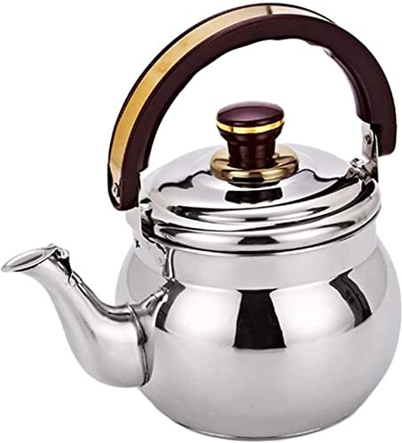 Teekanne für Herd, dicker Edelstahl-Wasserkocher für den Herd, Heißwasserkessel, Wassererhitzer, Wasserkocher, Hot Pot, Wasserkessel, Teekanne für Herd, Instant-Hot Pot, Teekessel, Teekessel (Silber,