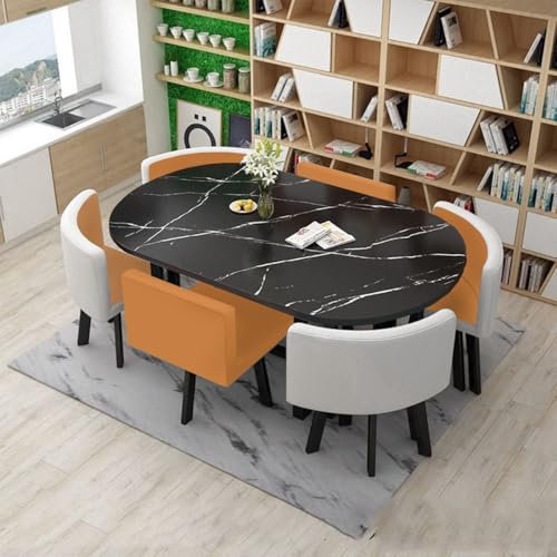 Esstisch mit 6 Stühlen Set for Küche, Esszimmer, Konferenztisch Meetingtisch Küchentisch, Sitz 6,0 cm dick(6)