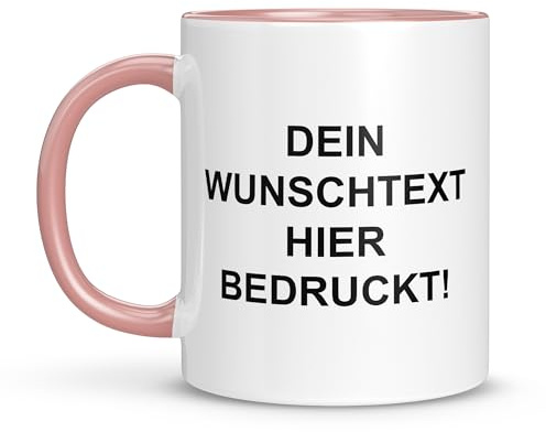 LIEBTASTISCH Personalisierte Tasse Mit Namen - Spülmaschinen- & Mikrowellengeeignet - In Deutschland Bedruckt - 330 ml - Beidseitig Bedruckt (Rosa)