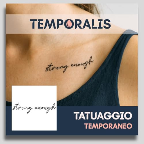 Fake Tattoo Schrift – Temporalis® | Temporäre Tattoos für Erwachsene – EU-zertifizierte Kosmetik, vegan & wasserfest – Hält 1 bis 2 Wochen [ strong enough ]