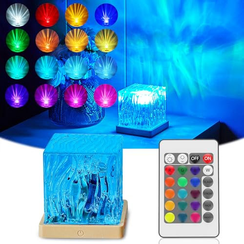 Silkwish Nordlicht Lampe Tischlampe, LED Sternenhimmel Projektor Kinder, Tischlampe LED Nachttischlampe, 16 Colors Farbwechsel Lampe, Sternenlicht Projektor Lampe mit Fernbedienung, USB-Aufladung
