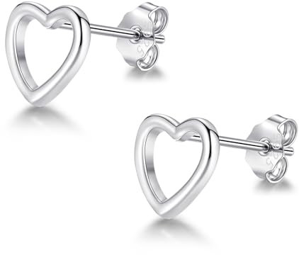 Josfeva Silber 925 Einfach Ohrstecker für Kinder, Herz Ohrstecker für Damen Mädchen, 925 Sterling Silber Flach Ohr Stecker, Hypoallergen Knorpel Ohrring Stecker, Klein Ohrringe Schmuck in Geschenkbox