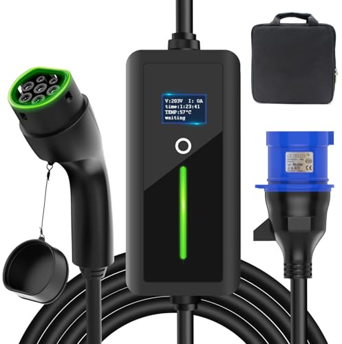 Aiskooc Chargeur mobile de voiture électrique de type 2, 7 kW, câble de charge portable avec prise CEE pour véhicule électrique, étanche IP67, 7,5 m, câble de charge type 2 avec 32 A, IEC 62196-2
