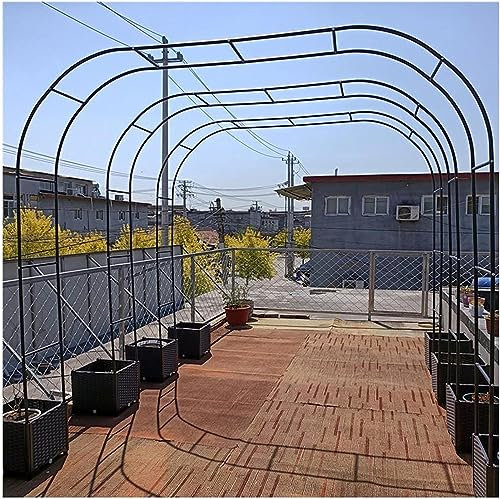 Arco de jardín extra ancho de 350 cm, arco de rosas para plantas trepadoras, pérgolas de boda, enrejado, arco de acero negro, 350 x 220 cm