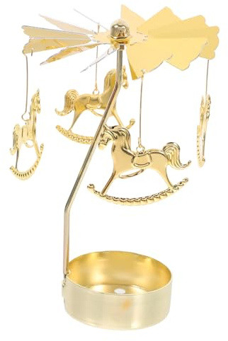 VALICLUD Antique Rotating Candle Holder Carousel Design Vintage Metal Candle Stand Decorative for Dining Table