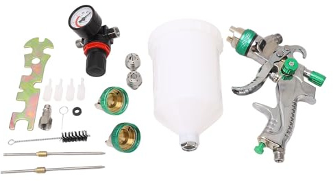 Set di pistole a spruzzo HVLP, pistola a spruzzo professionale a gravità con tazza 600 ml per arremento automobilistico, artigianato, 3 misure di ugello in acciaio inossibile