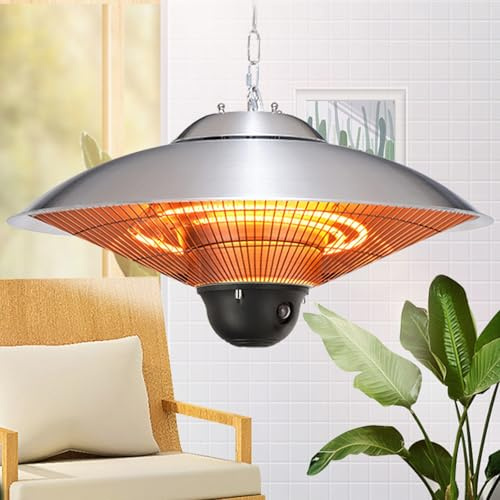 Chauffage D'extérieur Électrique, Chauffages Suspendus Pour Terrasse Avec Télécommande, Réglage À 3 Vitesses, Silencieux, Chauffage De Garage Étanche Pour Balcon, Cour, Gazebo