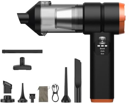 YUSSEQDD Aspiradora inalámbrica para Coche con Potente succión y soplado, Multifuncional, 3 en 1, ABS, con batería