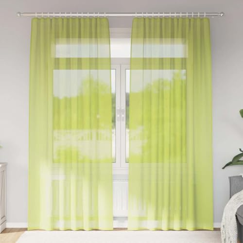 Genérico Cortinas de Gasa con Bolsillos para Varillas 2 uds. Verde,Casa y jardín,Decoración,Tratamientos de la Ventana,Cortinas y visillos,Verde,0.35 KG,4102163