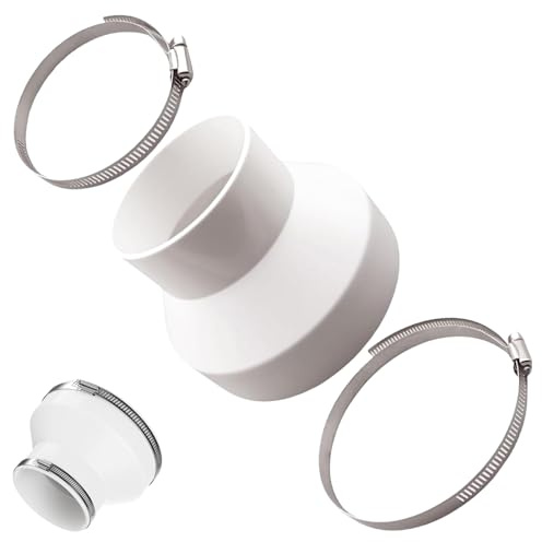 150mm to 100mm/6 to 4 inch Extractor Fan Reducer,with 2 Stainless Steel Hose Clamps(91-114mm,141-165mm),PVC Duct Adapter,for Blower,Inline Ventilation Fitting and Exhaust