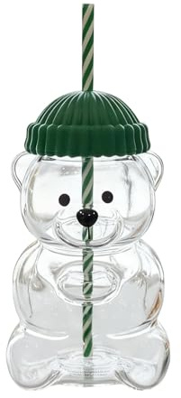 2025 New Bear Straw Cup, Coffee Beer Wine Cocktail Drinks Glassware, Cute Mugs, Leak-Proof Lid (1PC)