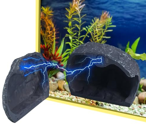 DONGKER Magnetische Aquaristik Cave, Kunstharz Aquarien Brut- und Versteckhöhle, Abnehmbare Aquarium Deko Höhle für Zwergbuntbarsche, Welse, Krebse und Garnelen