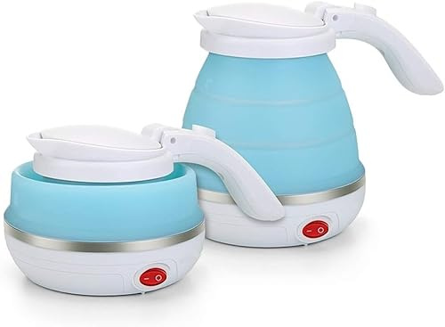 Bollitore elettrico, Bollitore elettrico da viaggio pieghevole in acciaio inossidabile 304 500 ml, in silicone alimentare(Blue)