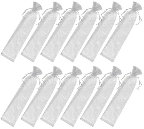 PAMINGONO 20 Stück Organzasäckchen aus Organza in Silber Leichte Schmuckbeutel mit Kordelzug Wiederverwendbare Geschenksäckchen für Hochzeit und Süßigkeiten