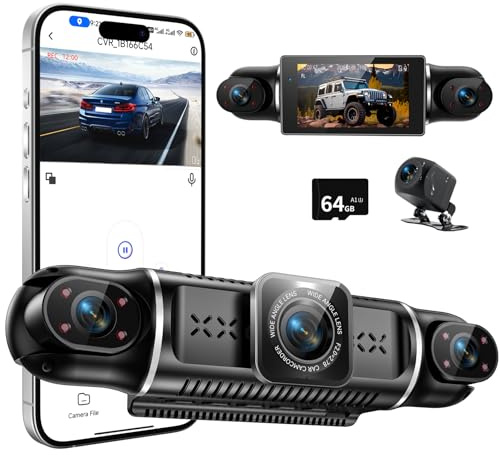 DashCam mit parküberwachung,4X140° Weitwinkel,3 IPS-Bildschirm