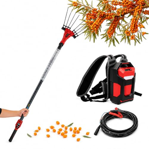 Abbacchiatore Elettrico Per Olive, Pettine Telescopico Per La Raccolta Delle Olive Con Motore Brushless 250 W/600 W, 6 Livelli Di Vibrazione, Manico Con Display Led, Batteria A Zaino 600w