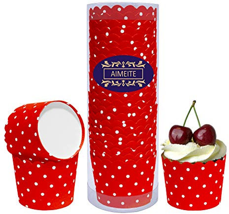 AIMEITE Cupcake Förmchen Backförmchen Papier Liners Cupcake Muffin Form Cupcake Wrappers Muffin Becher Papier Backformen Cupcake 24 Stück- Set (Rot)
