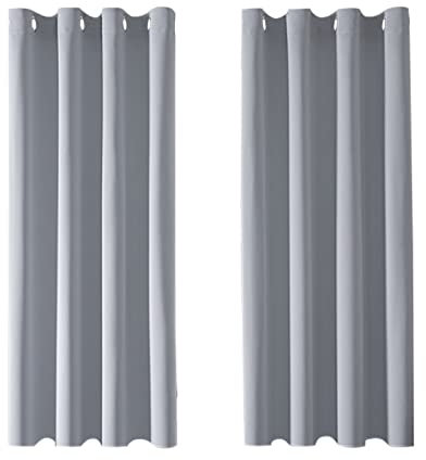 MRTREES Blackout Curtains Bedroom 57 Drop 2 Panels Light Grey Eyelet Thermal Curtain for Living Room Soft Texture Window Treatments for Kids 55x57 Inch 140x145 CM