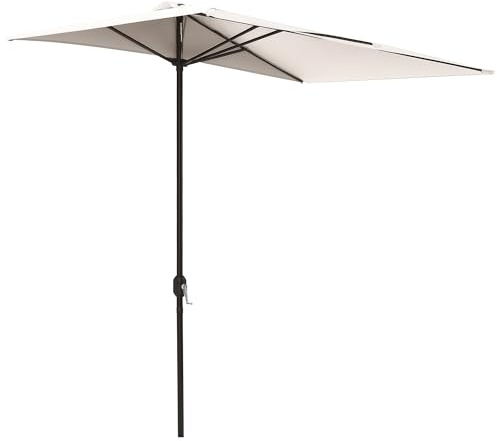 Outsunny Sombrilla Rectangular 230x130x245 cm Parasol para Pared Media con Manivela Protección UV 30+ Impermeable para Balcón Terraza Jardín Crema