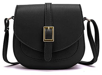 FANDARE Damen Umhängetasche Schultertasche Leder Crossbody Bag Damentasche Schulterriemen Frauen Abendtasche Citytasche Schwarz