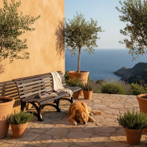 PROREGAL Gartenbank Jamaika | 4-Sitzer | Braun | HxBxT 80x200x64cm | Witterungs- & UV-beständiger Kunststoff | Parkbank Sitzbank Außenbereich Garten Balkon Terrasse