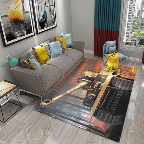 Buohwiwe 3D Teppich Panzer - Modern Schlafzimmer Flanell Teppich Panzer Wohnzimmer Teppich - Dekoration Carpet rutschfeste Teppiche 120 x 170 cm E1848