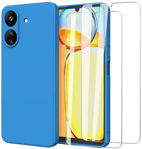 MOONESS Funda para Xiaomi Redmi 13C 4G (6.74) con 2 Pack Protector Pantalla,Ultrafino Suave Silicona Gel TPU Shockproof Carcasa Case Cover - Azul