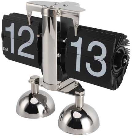 banapoy Klappuhr, Retro-Digital-Klappuhr, Metall-Mechanik-Stil, Automatische Digitale Umblätteruhr, Vintage-Schreibtisch-Klappuhr für Home-Office-Dekor, Männer,