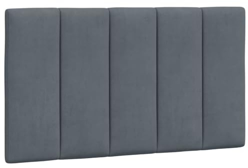 vidaXL Cabecero de Cama Acolchado Hanko, Cabezal Tapizado de Cojín Almohada, Cabecera Colgante, Mueble para Dormitorio, Terciopelo Gris Oscuro 90 cm