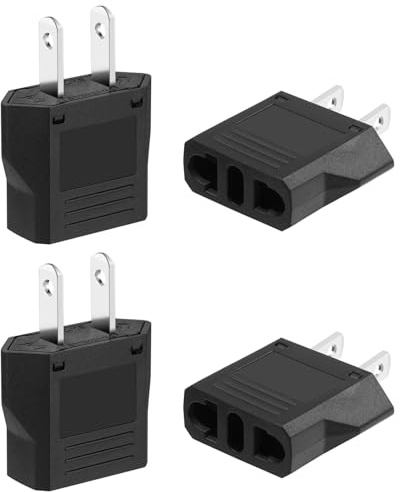 AXFEE 4 st reseadapter, universell adapter för europeisk till amerikansk stift, Italien till USA-adapter, amerikansk uttagsadapter, för Europa/USA/USA/Kina, Japan/Kanada/Mexiko
