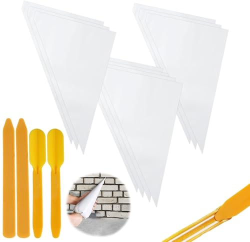 10 Pcs Tile Grout Bag with 4 Pcs Tile Caulk Tool, 40 x 28.7cm Masonry Mortar Bag Heavy Duty Tear Puncture Resistant Tip Cement Sealer Bag Pointing Bag for Mortar Cement Tile Installation