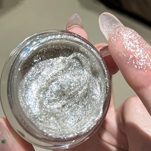 KARLOR Flüssig Augen Highlighter in Silber - Cremiger Glitzer Lidschatten Schimmer Gel Mit Strahlender Finish