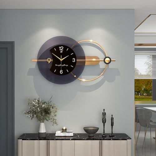 Stor väggklocka XXL, 80 × 38 cm vintage väggklocka utan tickande ljud tyst dekorativ väggklocka metall runda ovanliga digitala väggklockor, för kök sovrum kontor