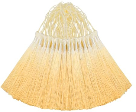 50 Unidades de 13cm Borlas Degradado para Manualidades-Beige Amarillo | Joyería Linda,Cuentas,Pendientes para Niñas,Graduación,Llave Pequeña,Cinta Larga,Costura de Tela,Adorno para,Marcapáginas