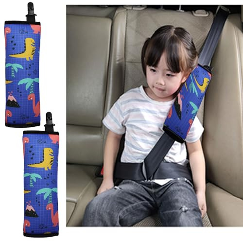 Furforstk gurtpolster kinder 2 Stück Dinosaurier gurtschoner kinder auto Blau gurtpolster auto kinder dicke Polsterung gurtschutz kinder auto - Das feste Schnallendesign verschiebt sich nicht