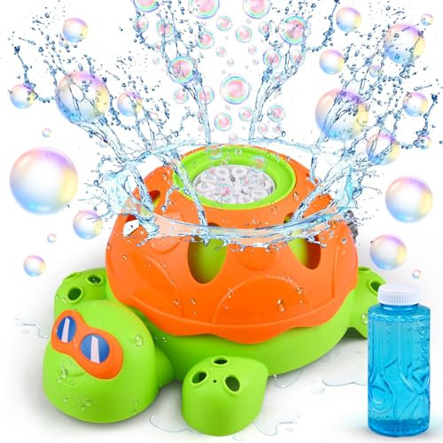 Auney Wasserspielzeug Kinder Outdoor Spielzeug ab 3-8 Jahre,Sommer Wassersprüh Schildkröte Sprinkler mit Seifenblasen Feuerwerk,Outdoor Spiele für Kinder Wasserspiel Gartenspielzeug Kind Draußen